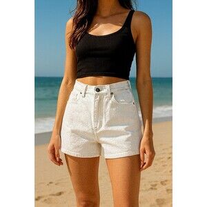 Levis Silver Tab Mom Jean Shorts Women's 29 White Denim High Rise